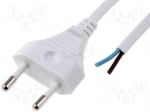 Захранващ кабел S1-2/07/1.8WH Кабел; CEE 7/16 (C) щепсел, кабели; 1,8m; бял; PVC; 2x0,75mm2; 2,5A